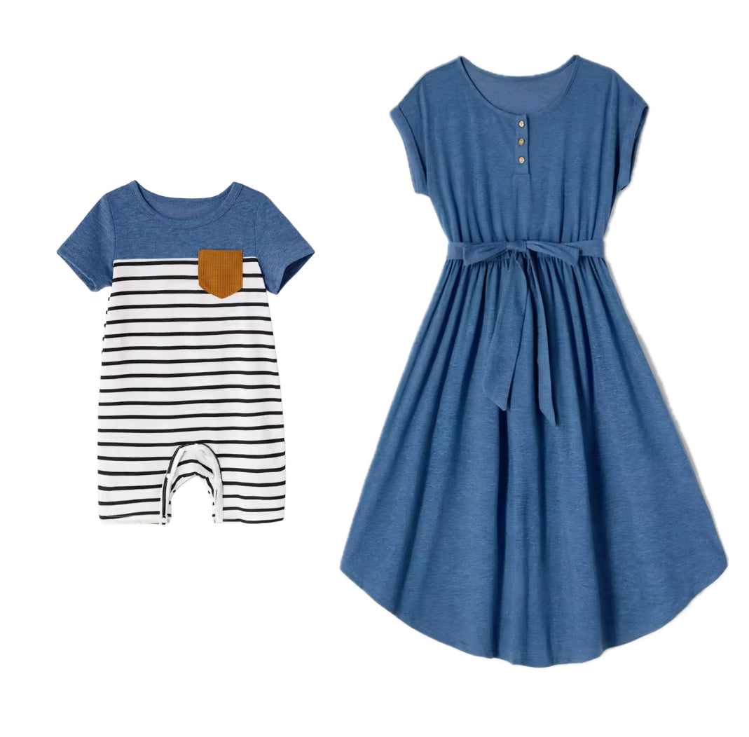 Ensemble matchy MAMAN & BÉBÉ 🤍🩵